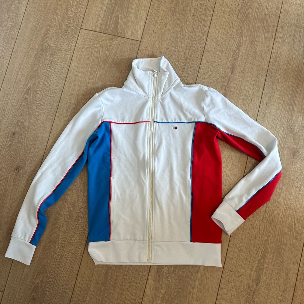 Tommy Hilfiger White Jacket with Red and Blue Details